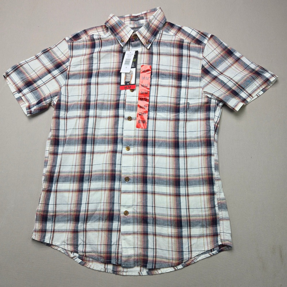 Eddie Bauer Shirt Short Sleeve Plaid Classic Fit Multi Color Cotton Mens Size M